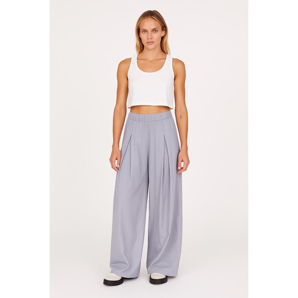 $265 Les Tien Julia Pleated Palazzo Pant - Small